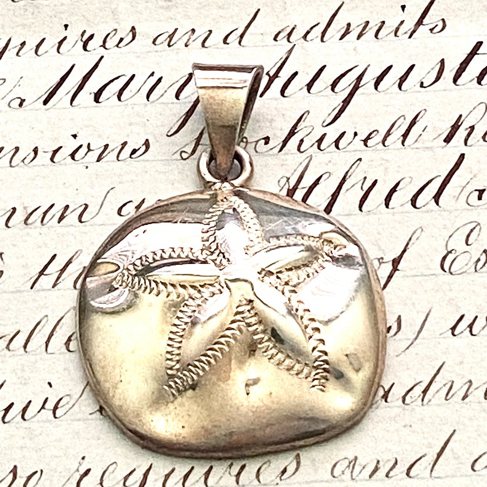 Stunning Sterling Silver Puffy Sand Dollar Pendant 925 Mexico - Picture 2 of 9